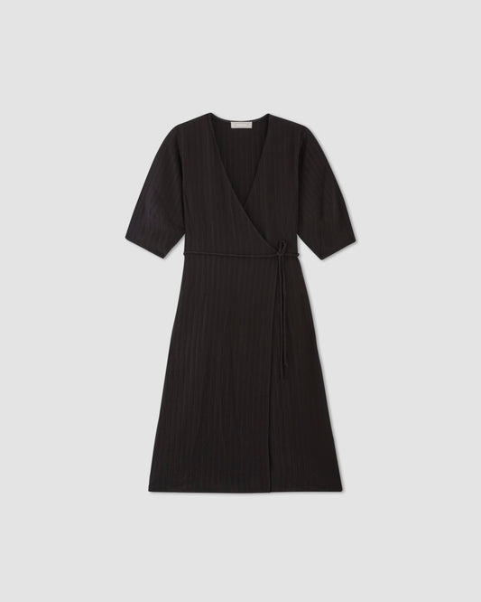 The City Stripe Wrap Dress | Black