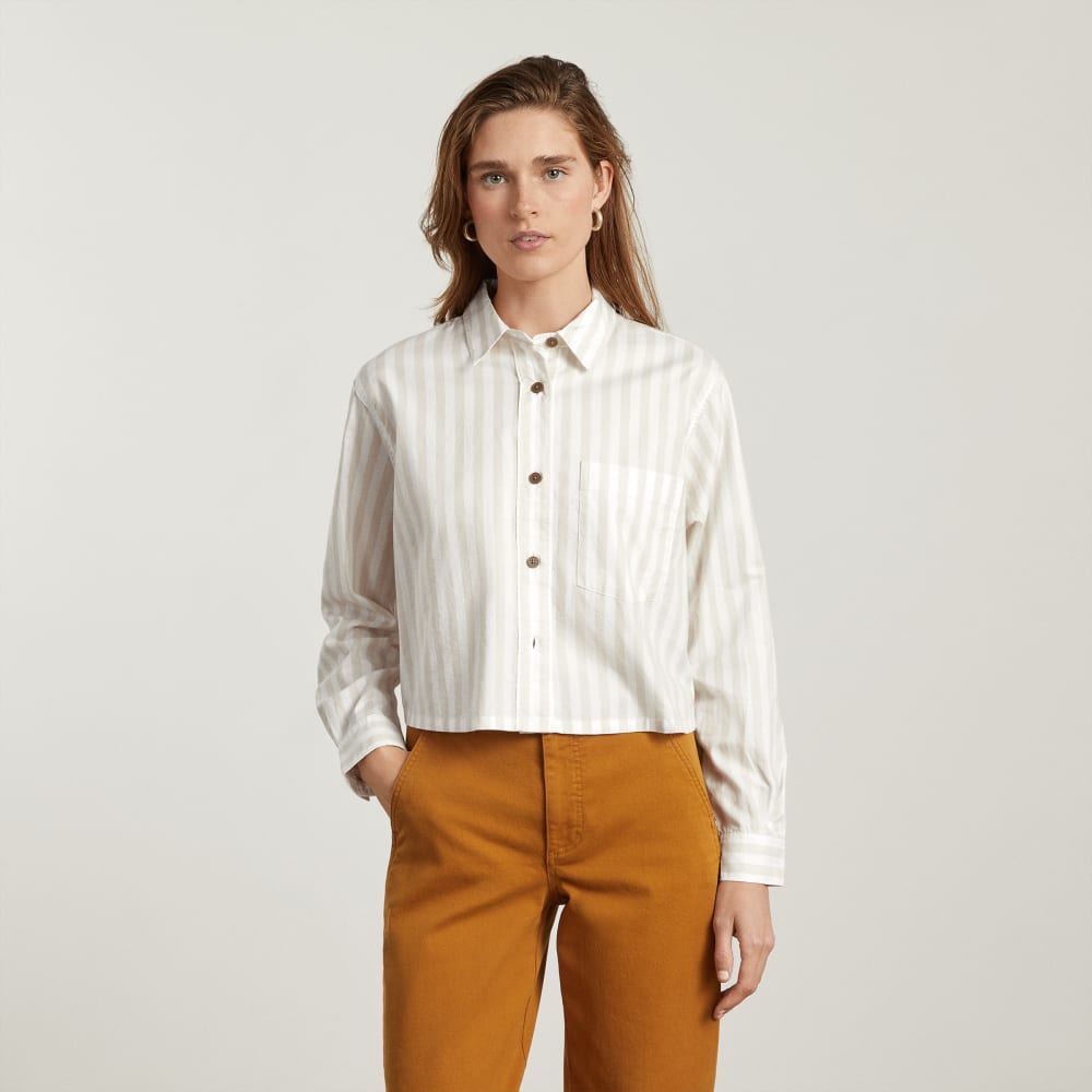 The Way-Short Shirt in Silky Cotton | Sand / White