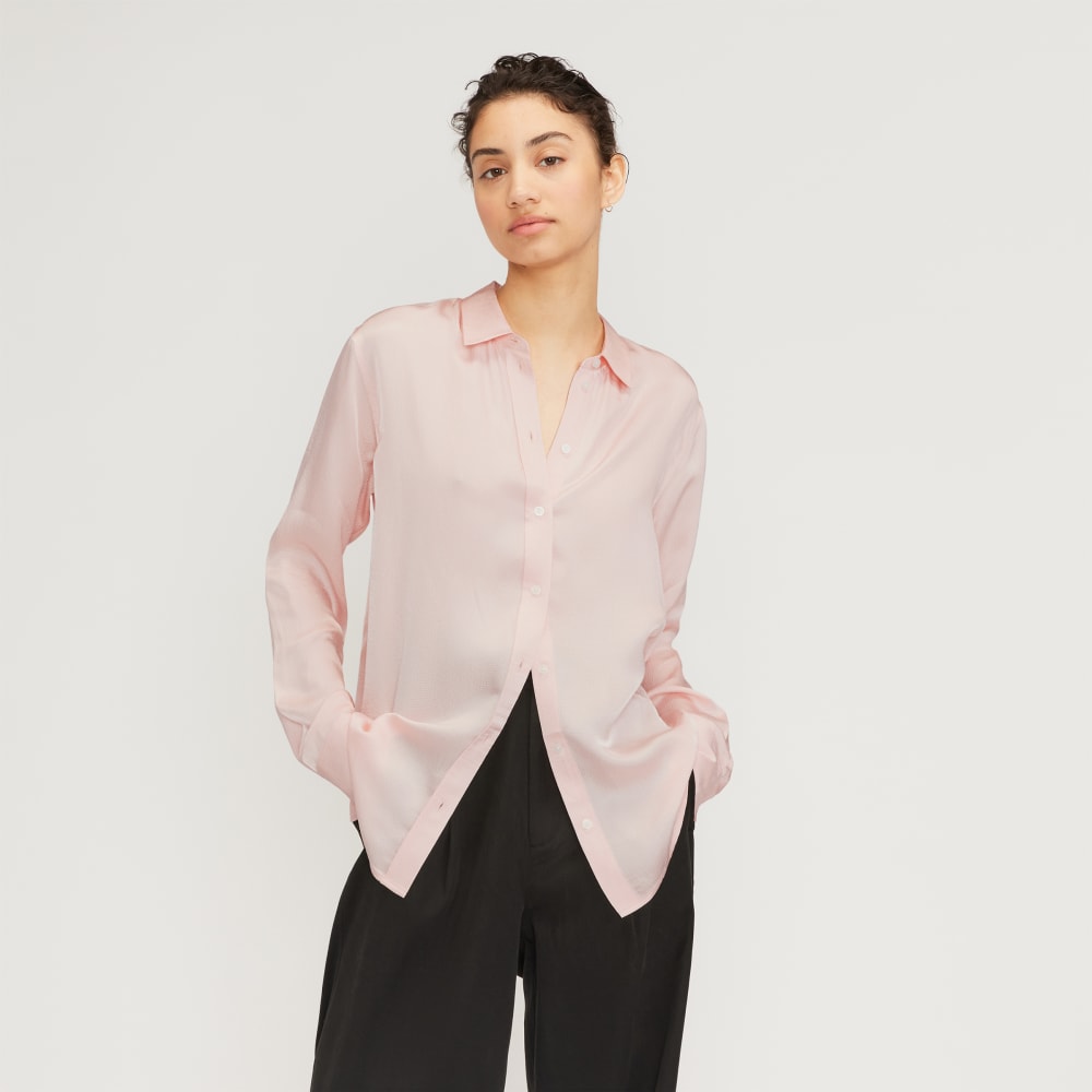 The Satin Relaxed Shirt | Petal Pink