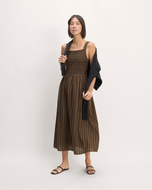 The Gauze Smock Dress | Cocoa / Black