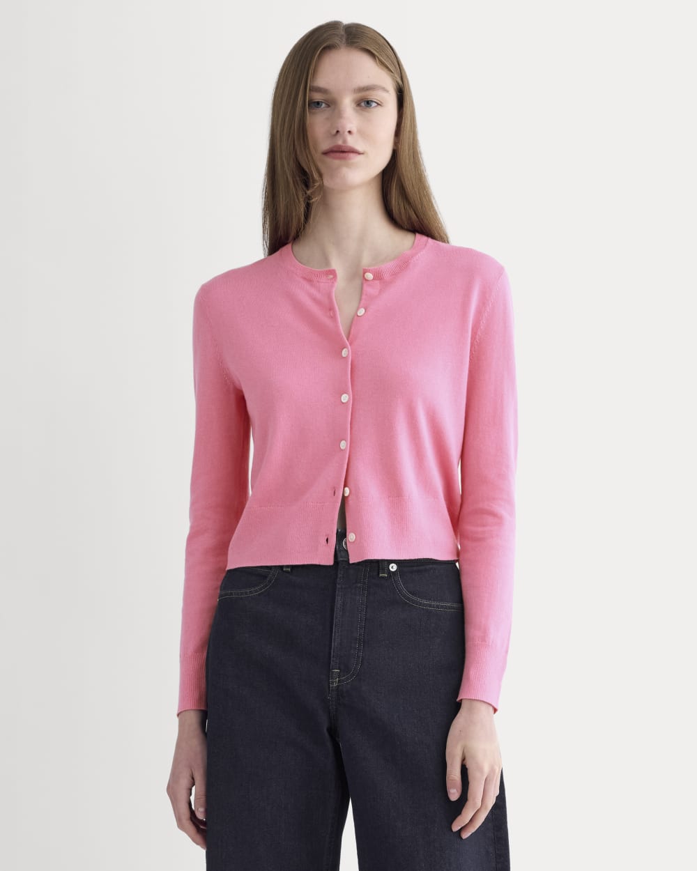 The Cropped Cardigan in Cotton Cashmere | Deep Pink
