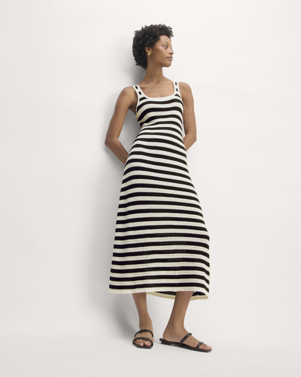 The Crochet Knit Tank Dress | Bone / Black