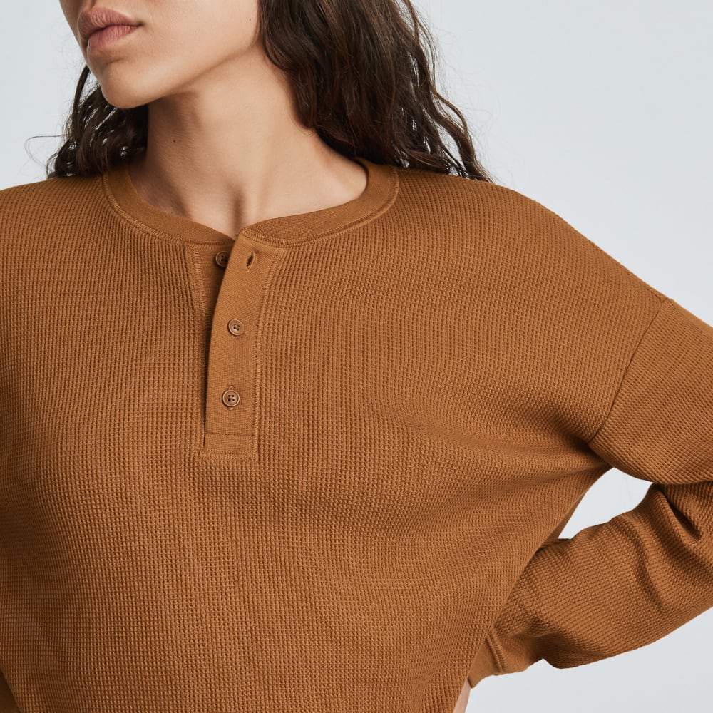 The Organic Cotton Waffle Henley | Toasted Almond