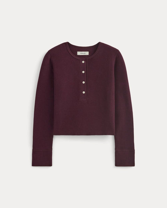 Boxy Henley in Cozy Waffle | Heathered Port Royale