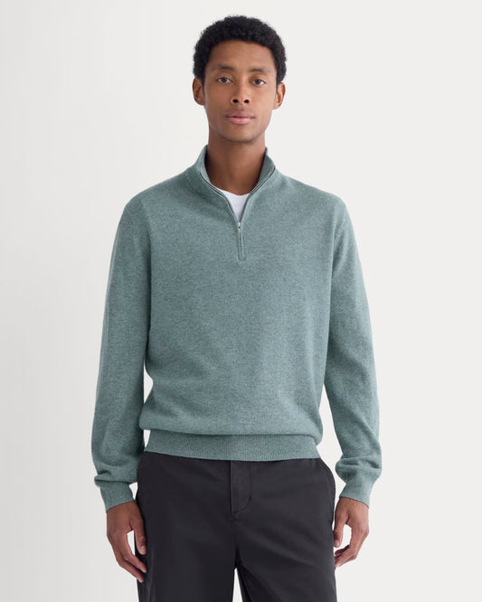 Cashmere Quarter Zip Sweater | Denim Blue