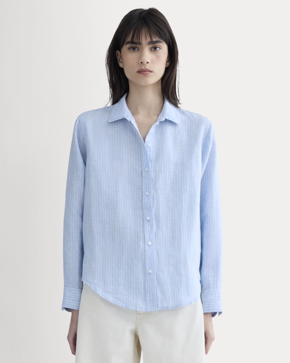 The Must-Have Shirt in Linen | Sky Blue / White