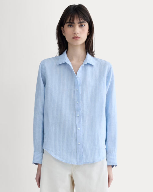 The Must-Have Shirt in Linen | Sky Blue / White