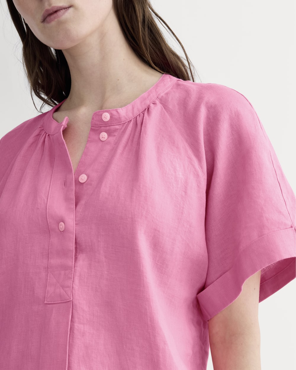 The Popover Dress in Linen | Deep Pink