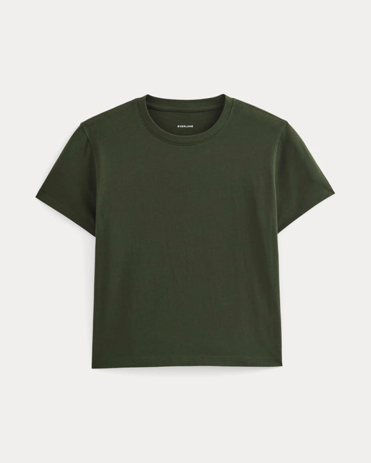 The Box-Cut Tee in Essential Cotton | Dark Green | No Pocket