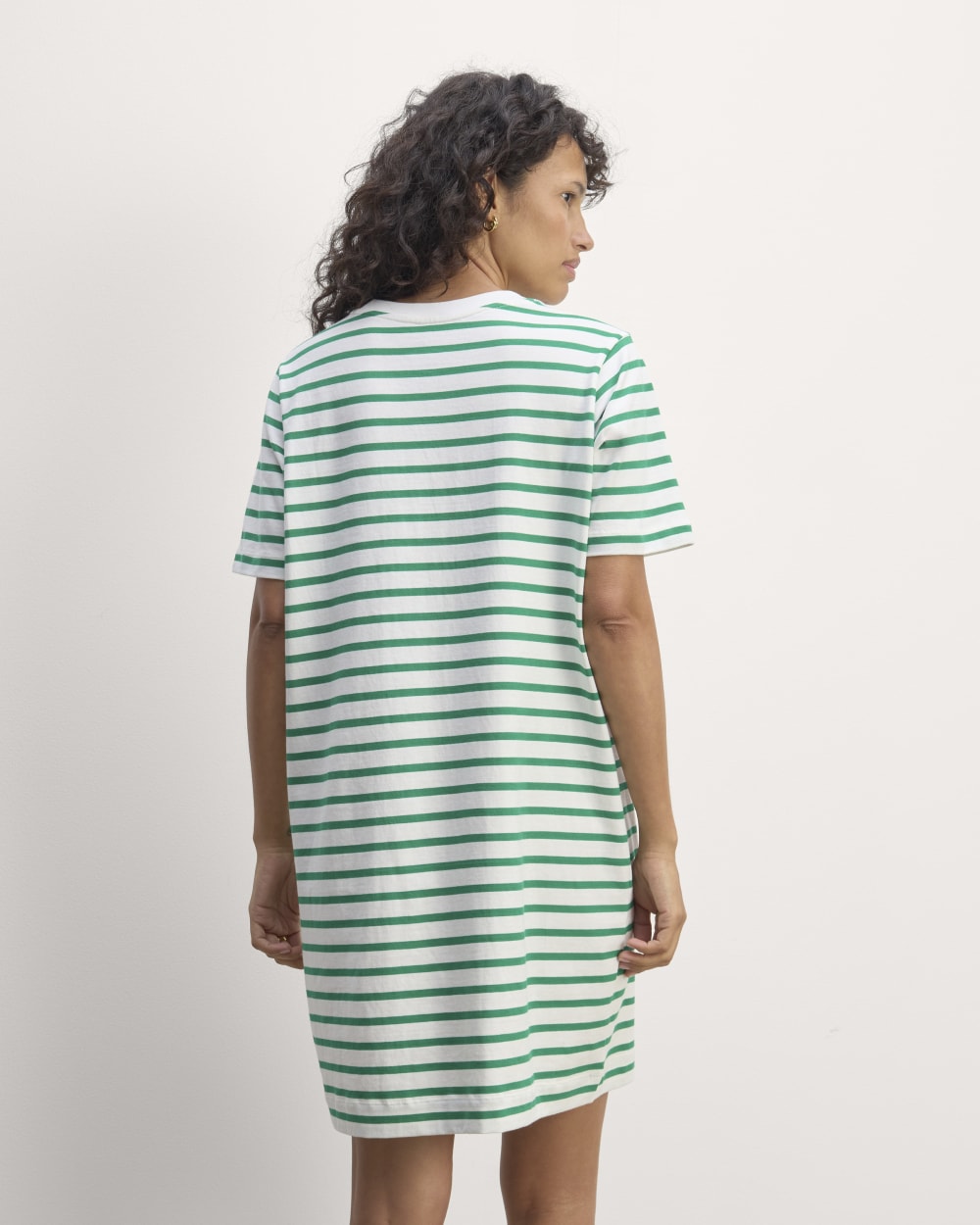 The Organic Cotton Weekend Tee Dress | Bone / Grass Green
