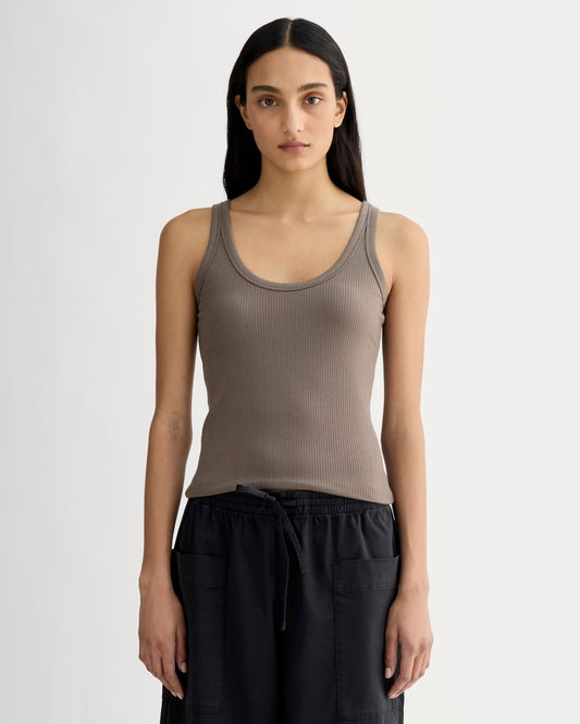 The Shimmy Scoop-Neck Tank | Taupe