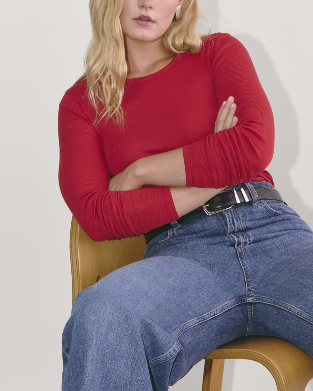 The Luxe Rib Long-Sleeve Crew | Berry Red