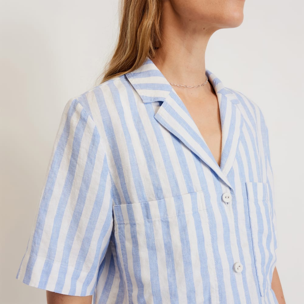 The Linen Workwear Shirt | Blue / White