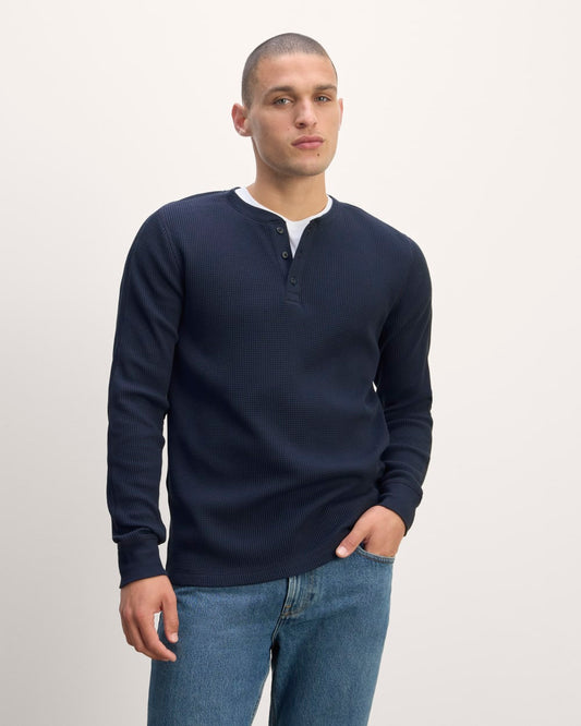 The Waffle Long-Sleeve Henley | Navy