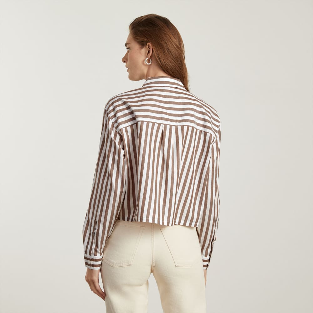 The Way-Short Shirt in Silky Cotton | Espresso / White