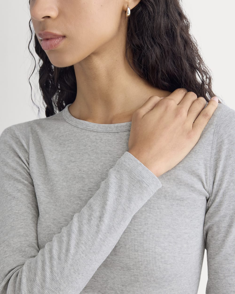 The Luxe Rib Long-Sleeve Crew | Classic Heather Grey