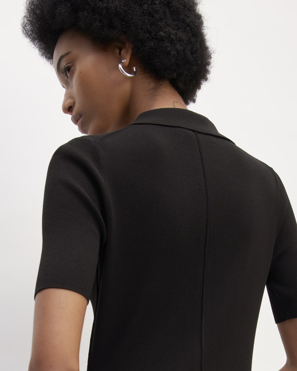 The Viscose Knit Polo Midi Dress | Black