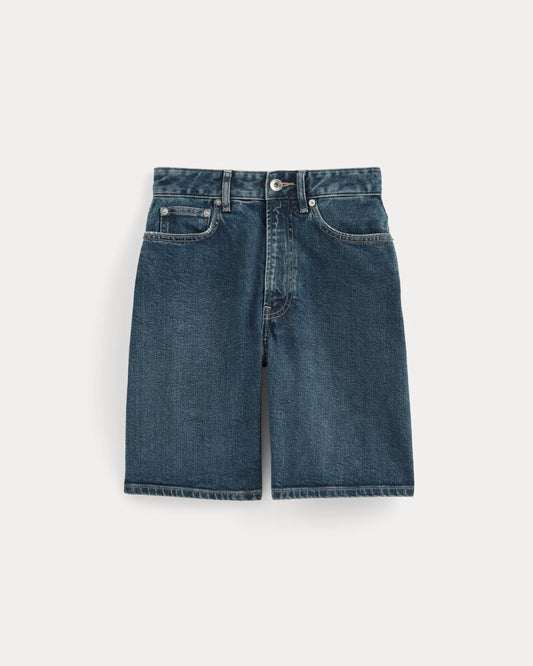 The Long A-Line Denim Short | Dark Indigo