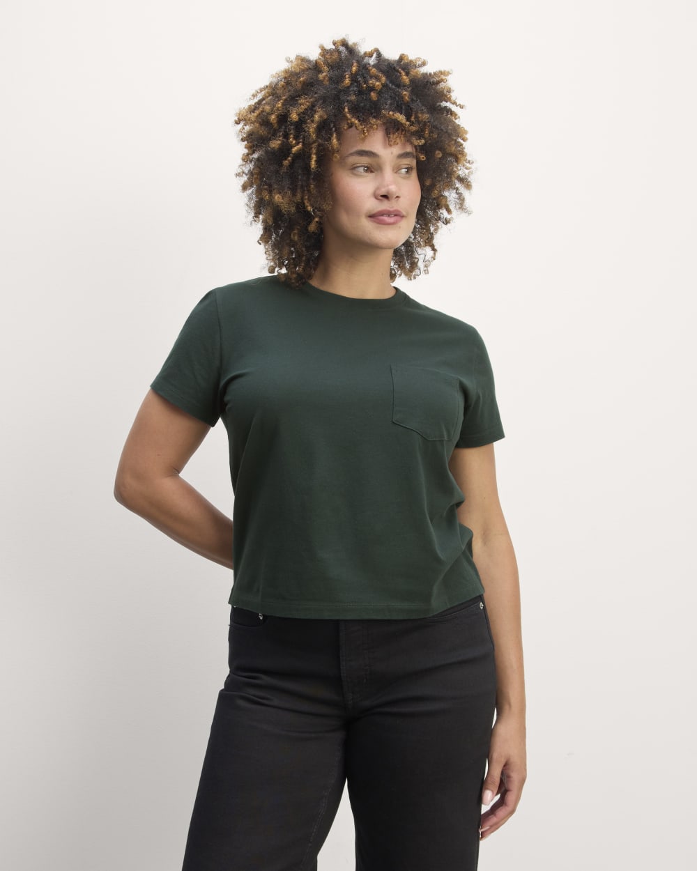 The Box-Cut Tee in Essential Cotton | Scarab | Pocket