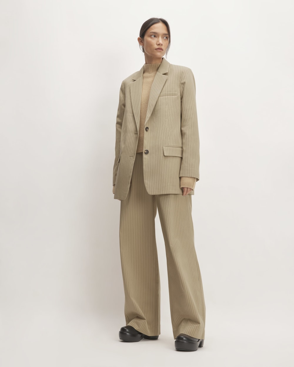 The Oversized Blazer in Buttersmooth | Cornstalk / Black