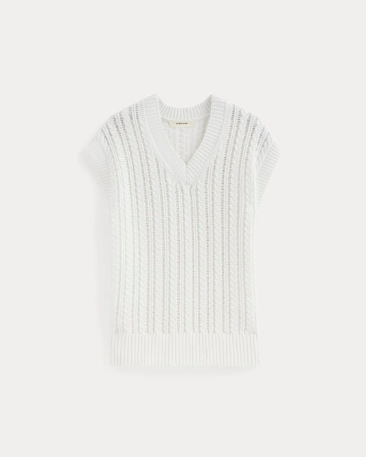 The Mesh Cable Vest in Everyday Cotton | White