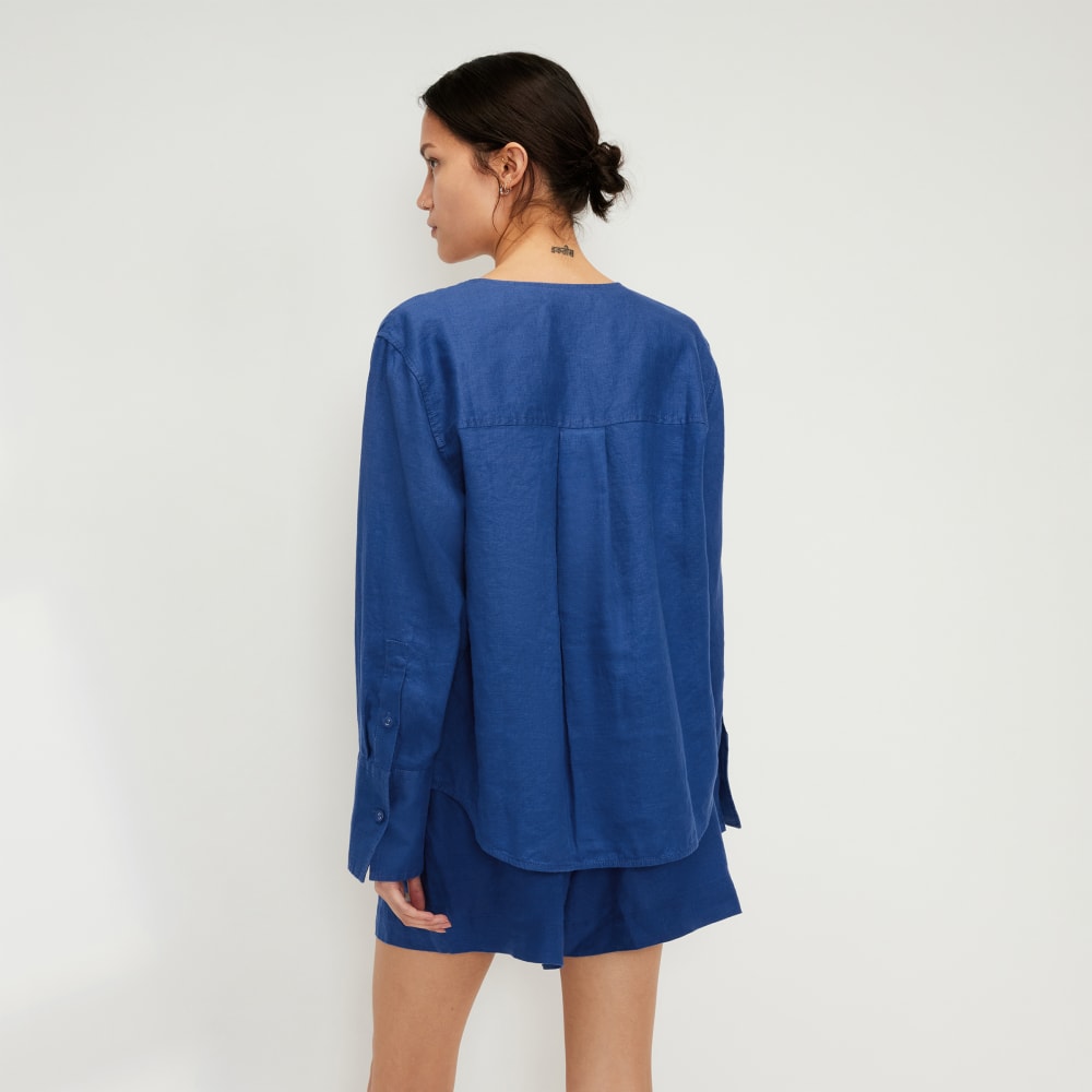 The Linen Popover Shirt | Mazarine Blue