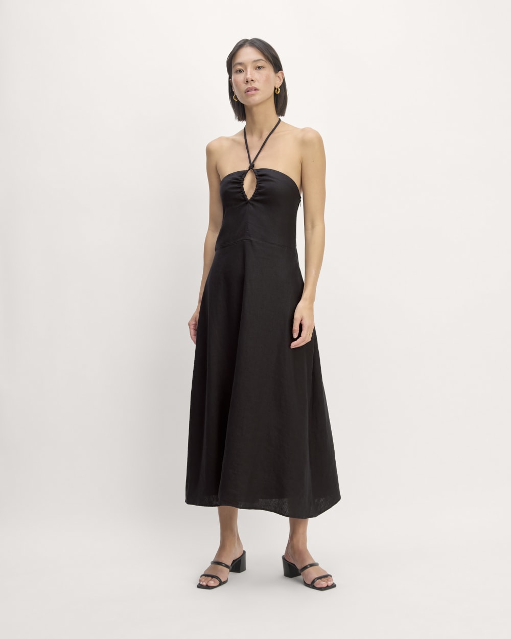 The Linen Halter-Neck Dress | Black