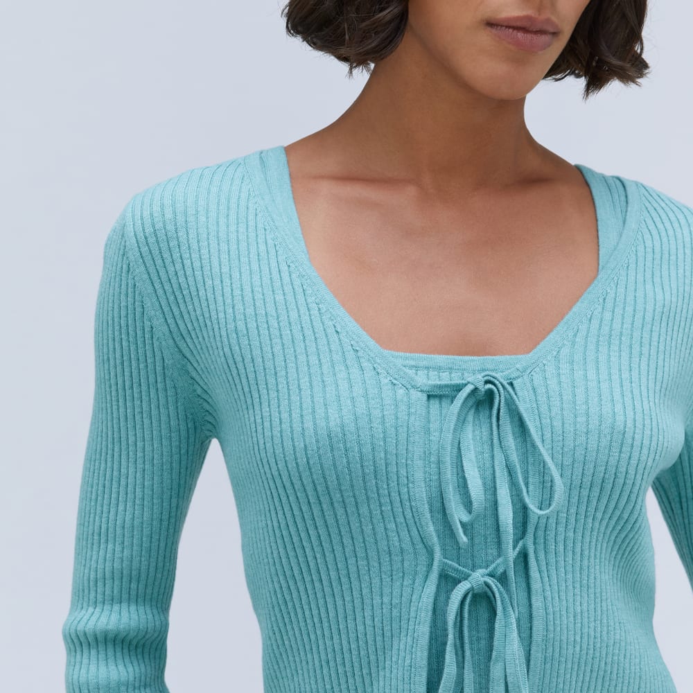 The Cotton-Merino Front-Tie Top | Deep Turquoise