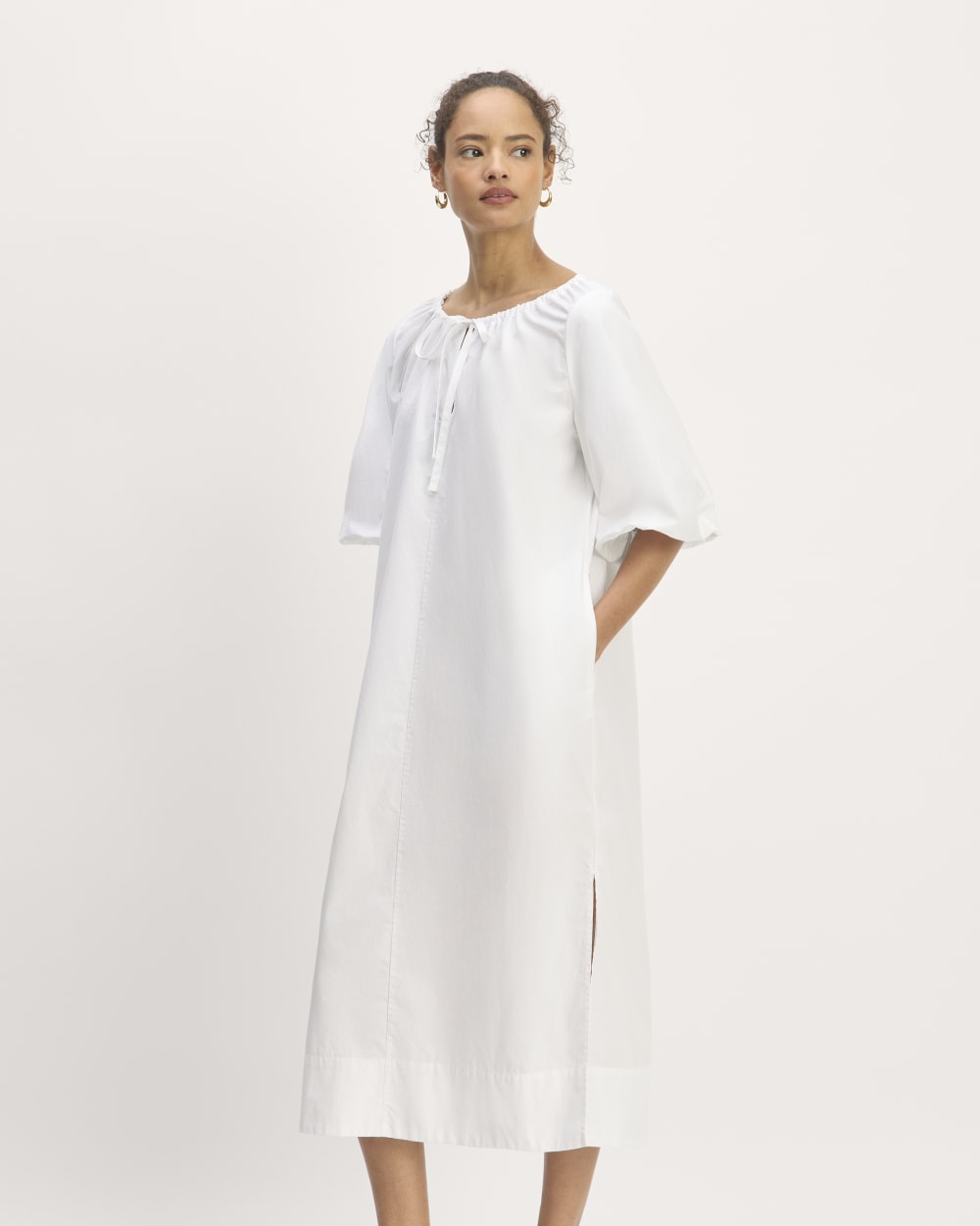 The Supima® Puff-Sleeve Dress | White