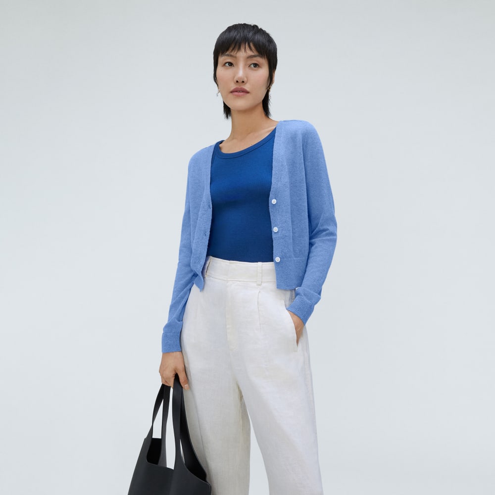 The Featherweight Alpaca Cardigan | Blue Opal