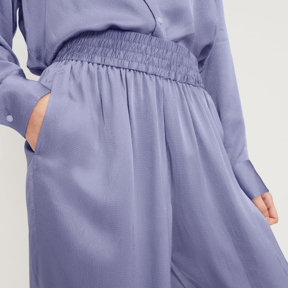 The Satin Pull-On Pant | Cornflower Blue