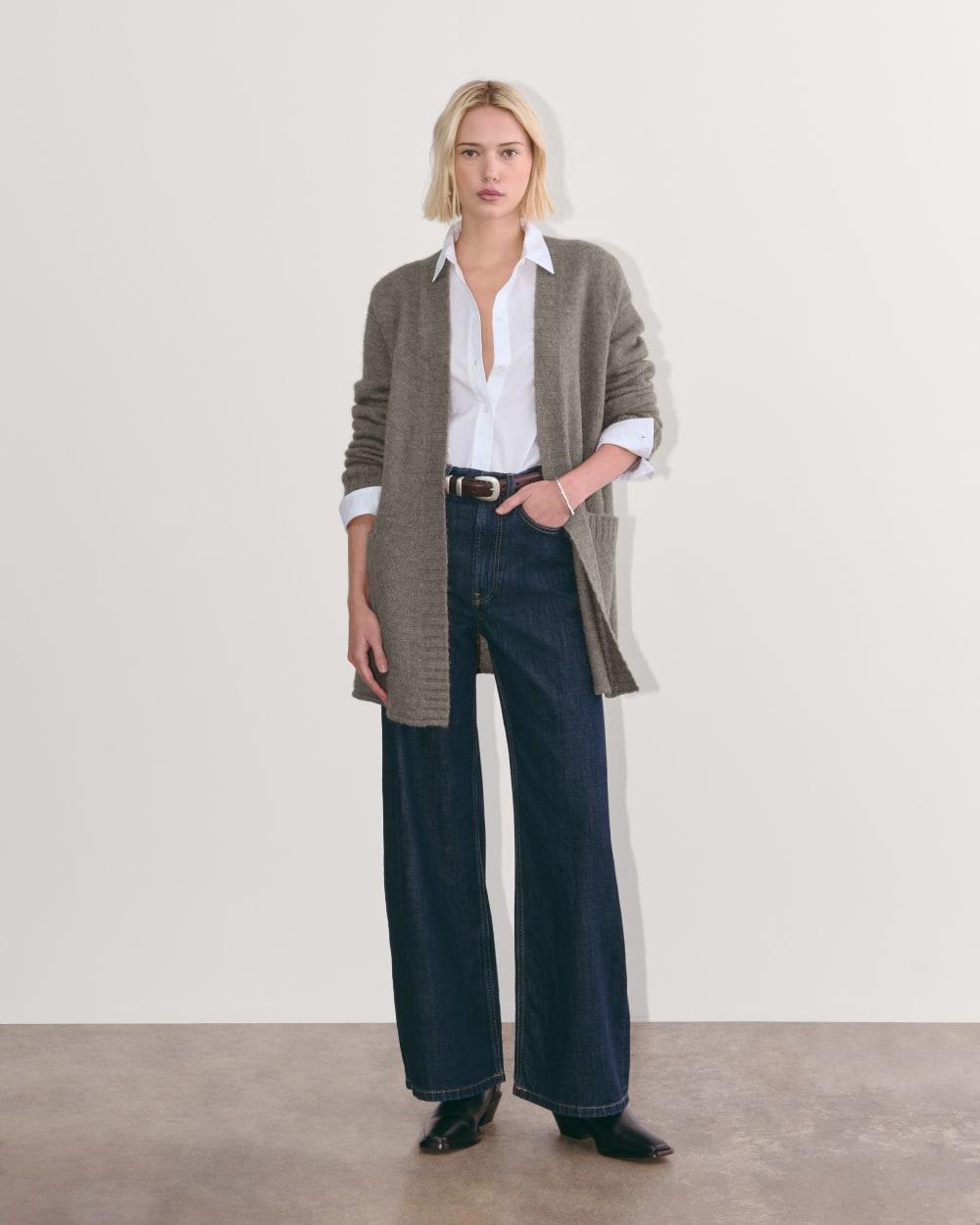 The Robe Cardigan in Alpaca | Taupe Melange