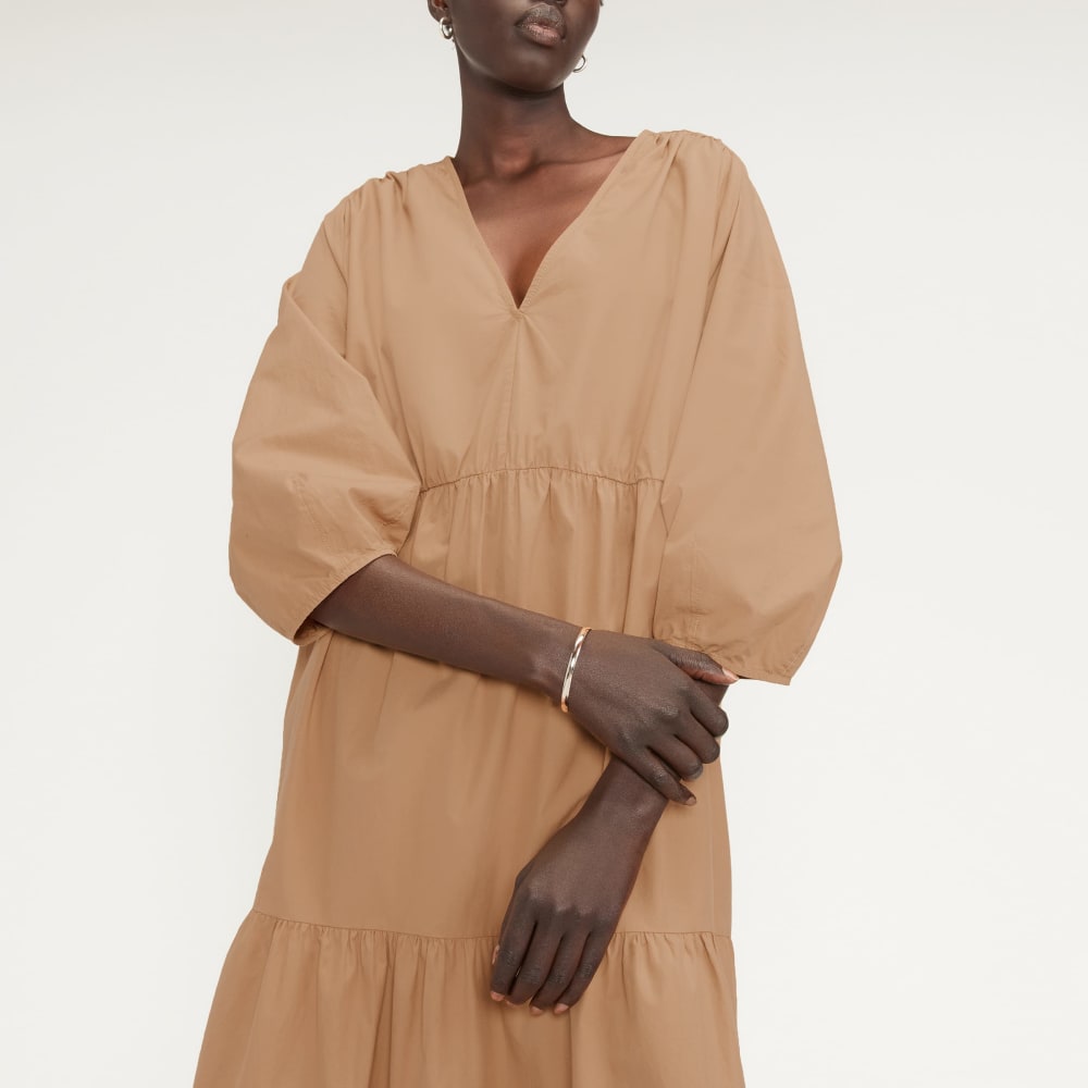 The Poplin Tiered Dress | Caramel