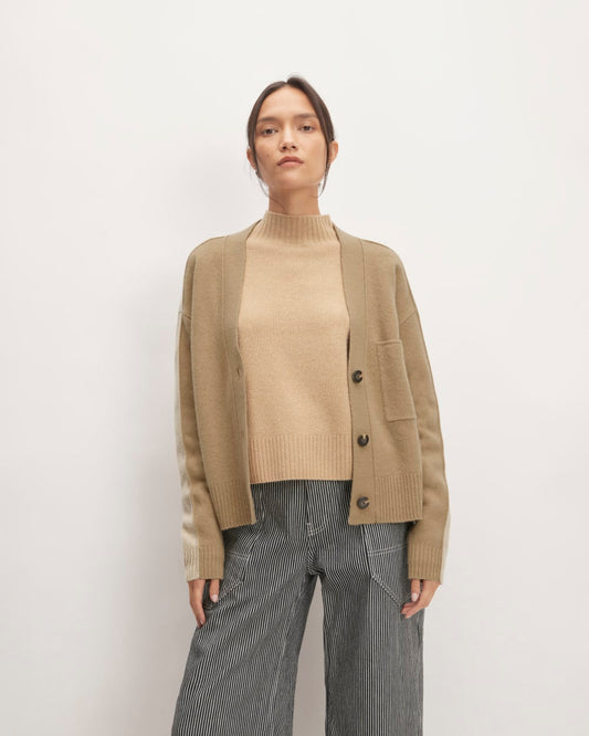The Good Merino Wool Cardigan | Light Camel / Dark Oat