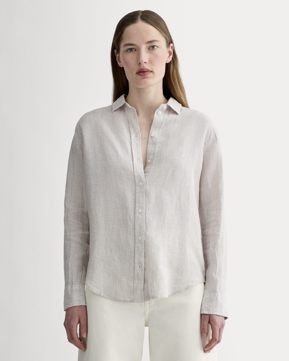 The Must-Have Shirt in Linen | Stone / White