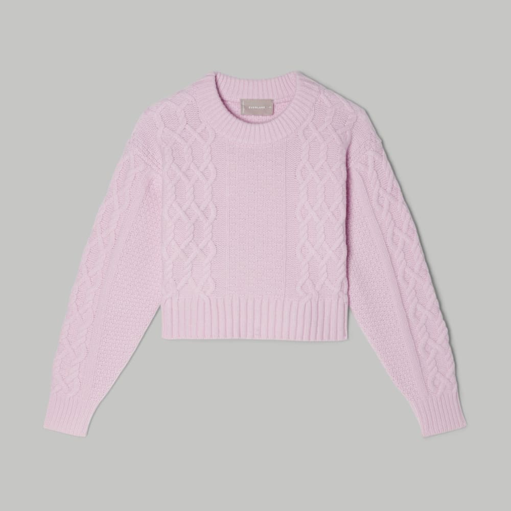 The Felted Merino Cropped Cable Sweater | Light Lilac