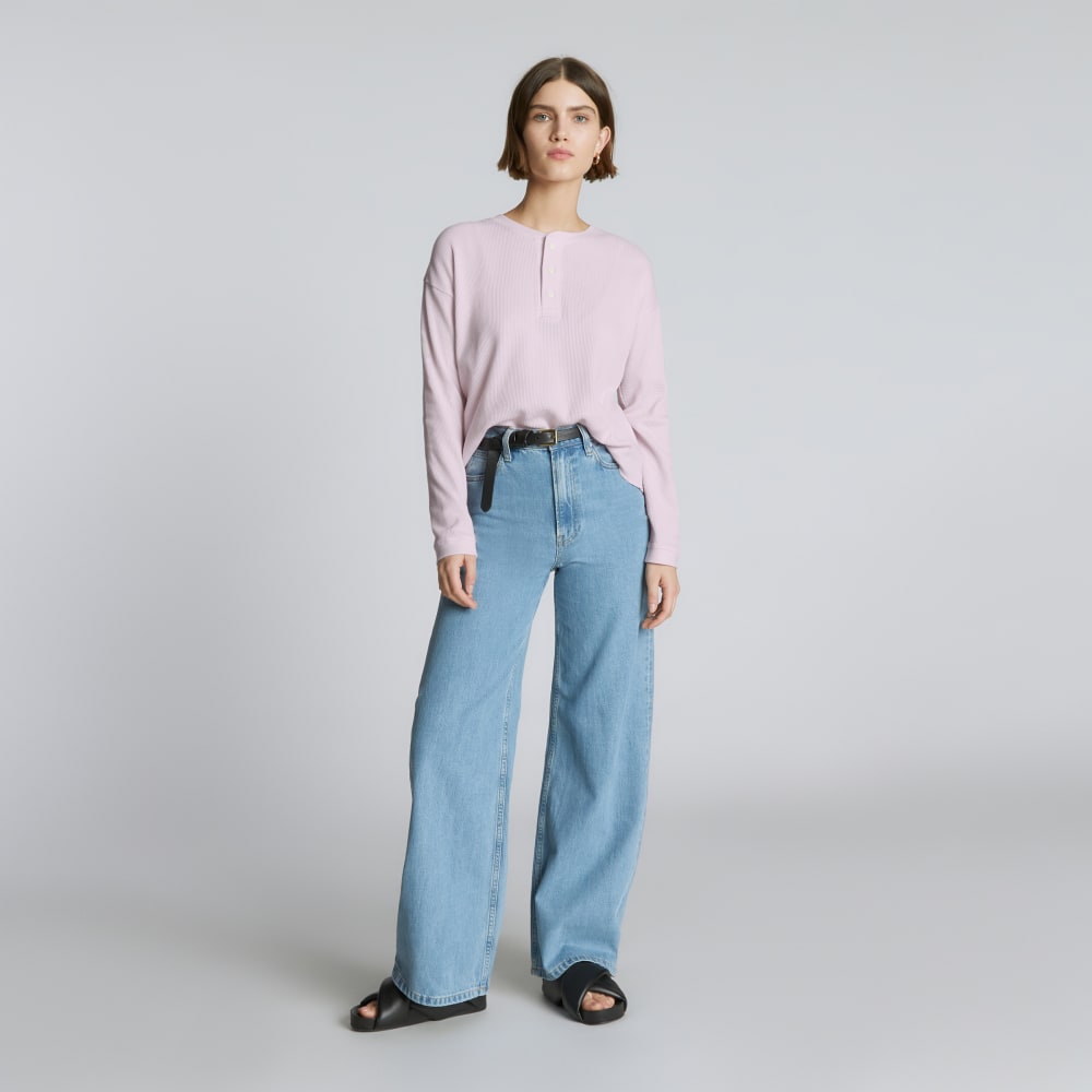 The Organic Cotton Waffle Henley | Light Lilac