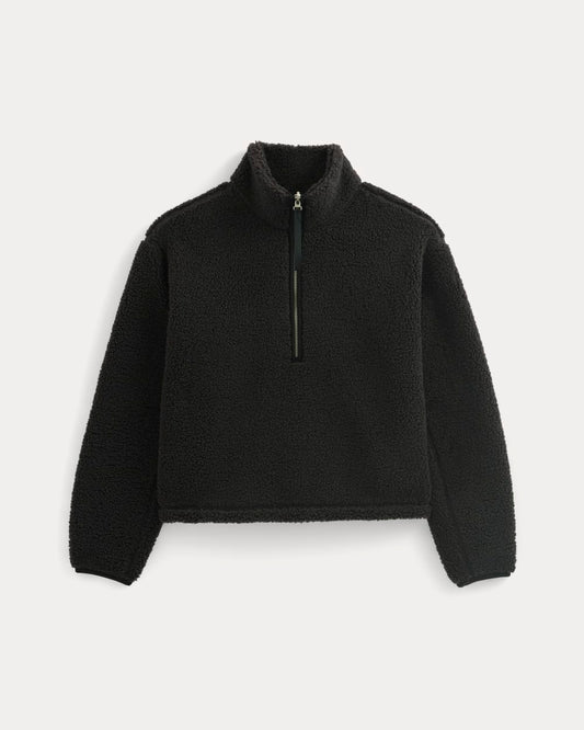 Reversible Teddy Half-Zip Pullover | Black