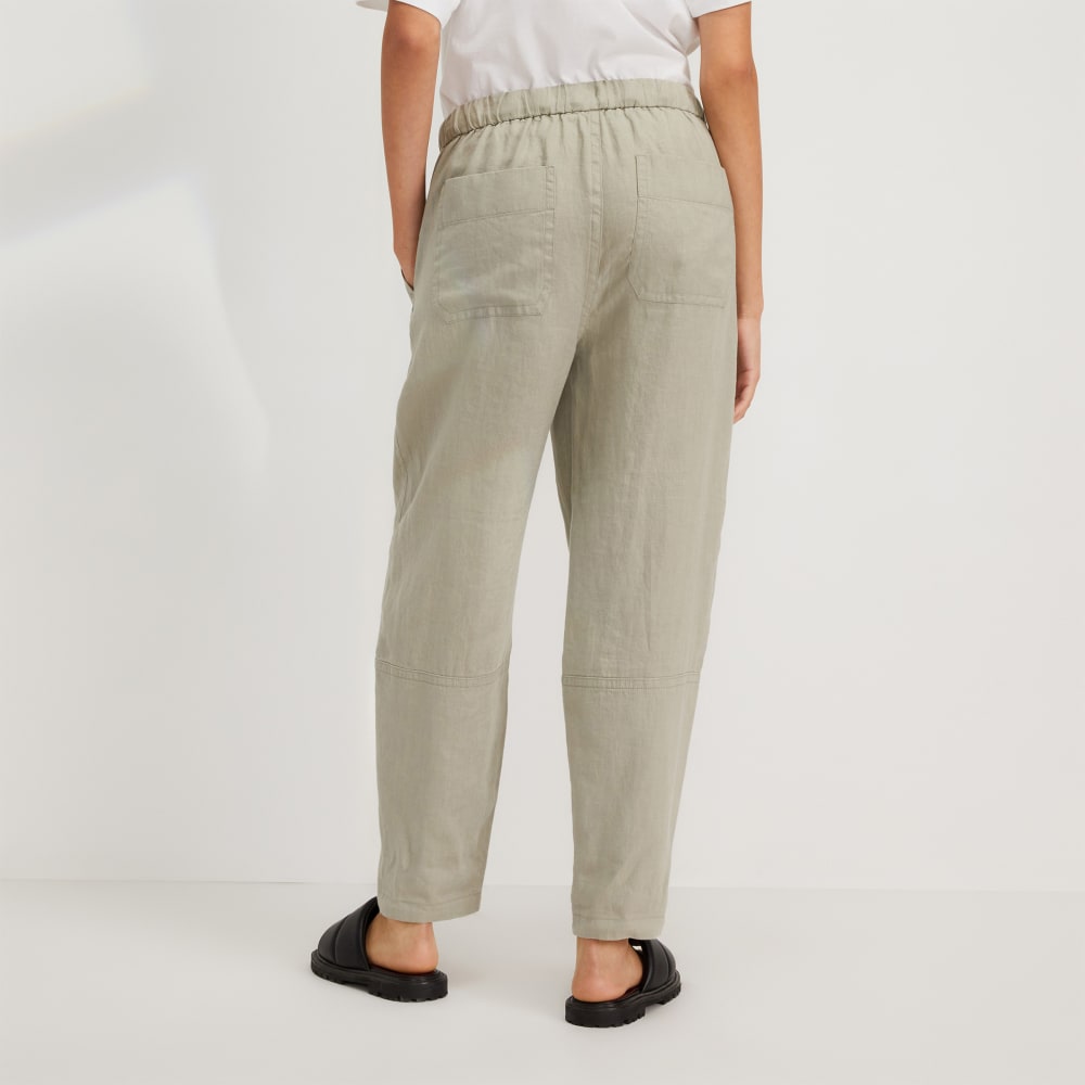 The Linen Pull-On Barrel Pant | Seagrass