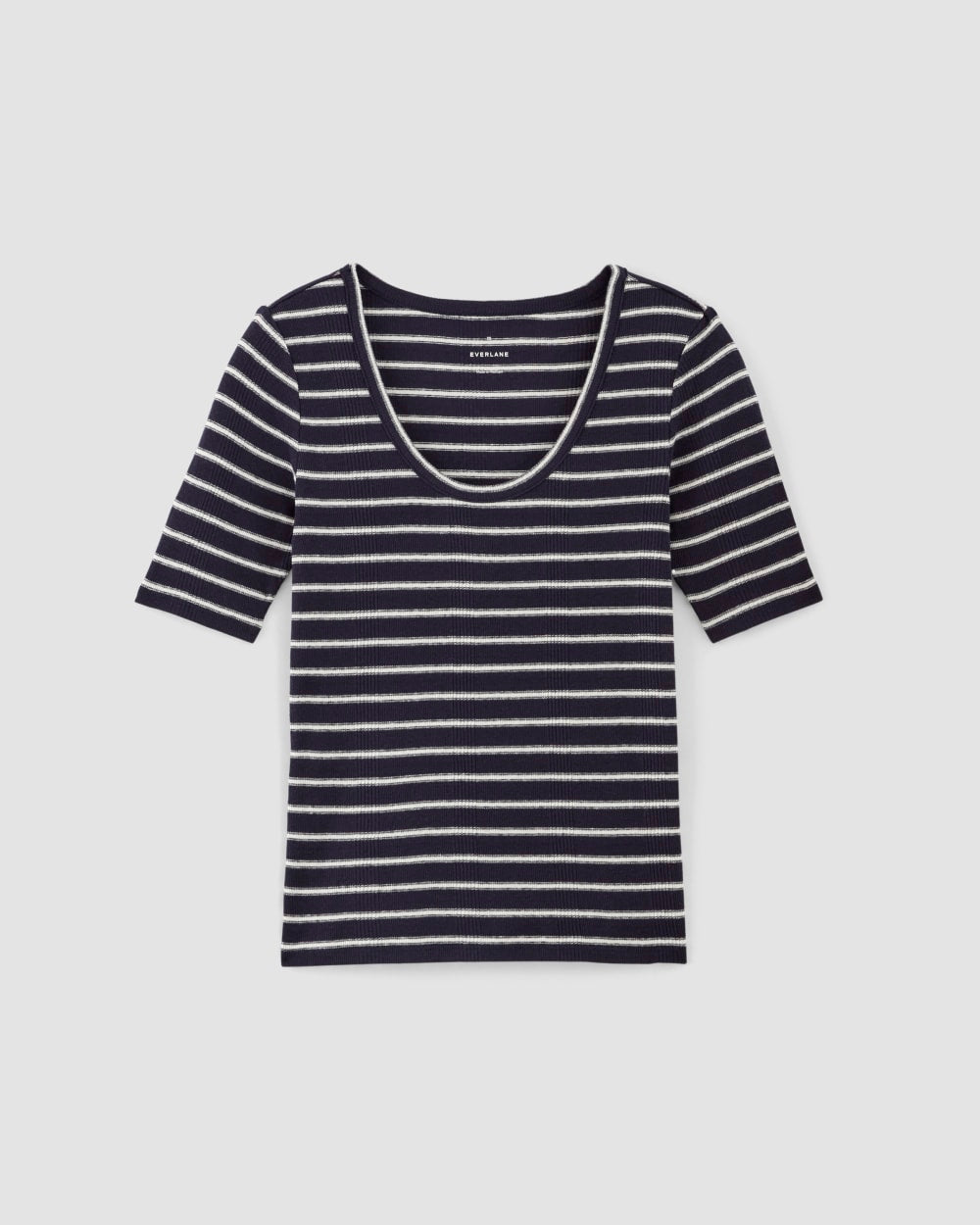 The Vintage Rib Scoop-Neck Top | Navy / Bone