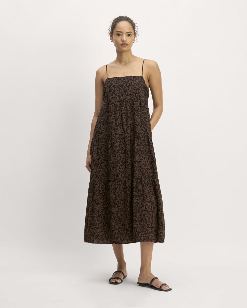 The Gauze Tiered Dress | Black / Cocoa Small Floral