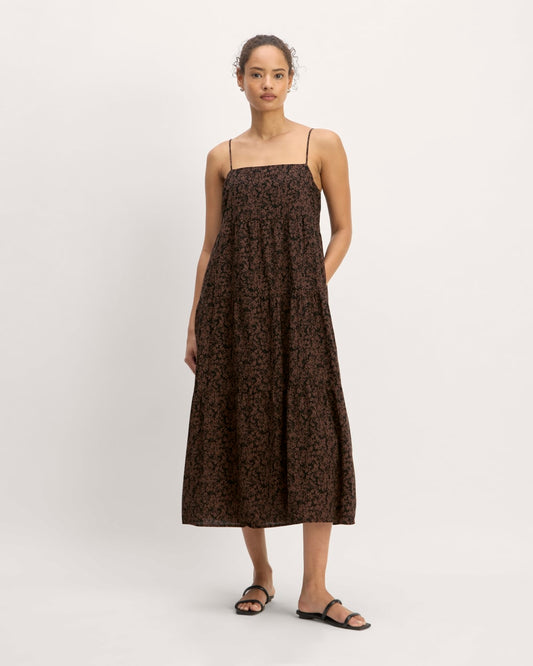 The Gauze Tiered Dress | Black / Cocoa Small Floral