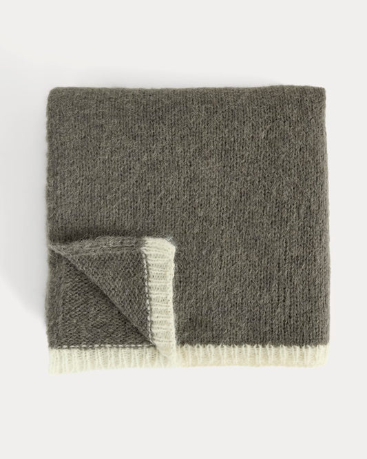 Plush Alpaca Scarf | Mid Grey Heather/ Bone
