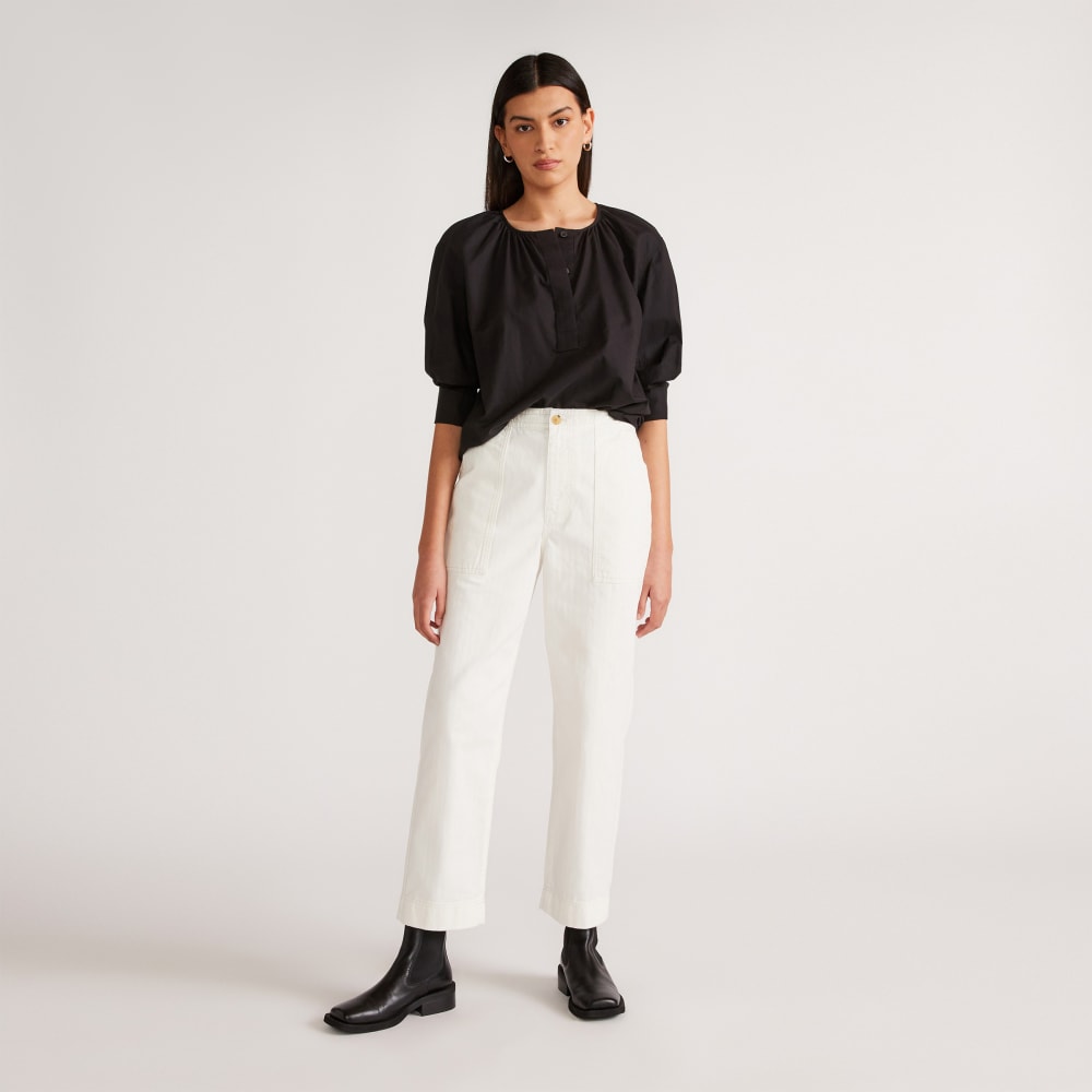 The Organic Cotton Herringbone Pant | Bone