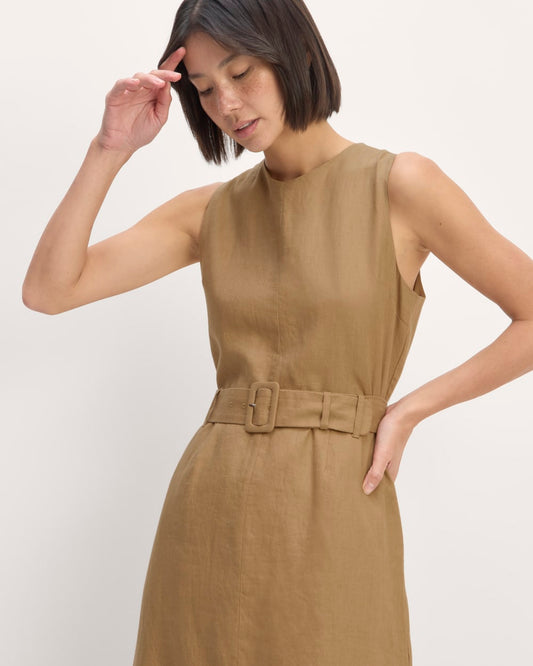 The Linen Belted Midi Dress | Tiger's Eye