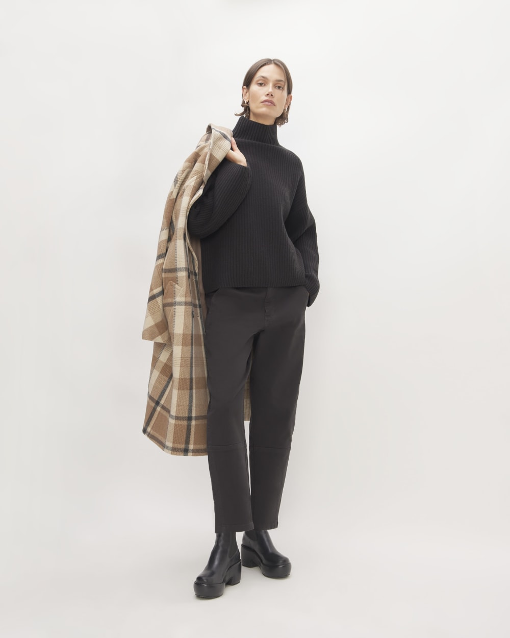 The Felted Merino Funnel-Neck Pullover | Black