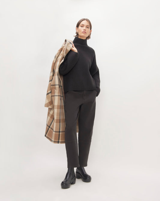 The Felted Merino Funnel-Neck Pullover | Black