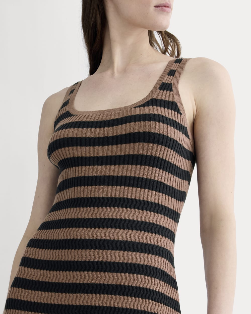 The Crochet Knit Tank Dress | Mocha / Black