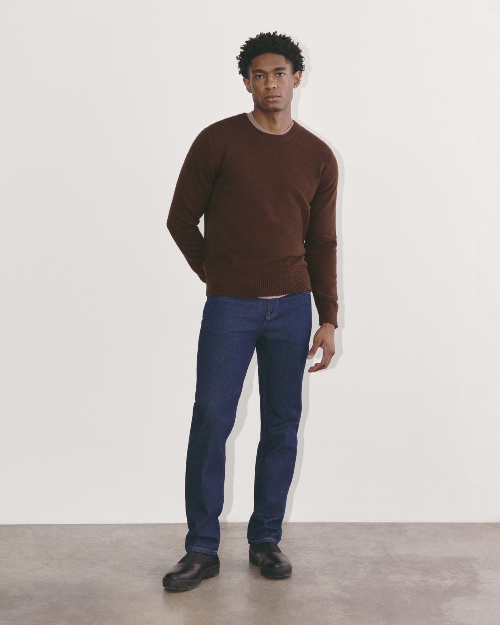 The Premium Merino Crew Neck Sweater | Heather Mahogany