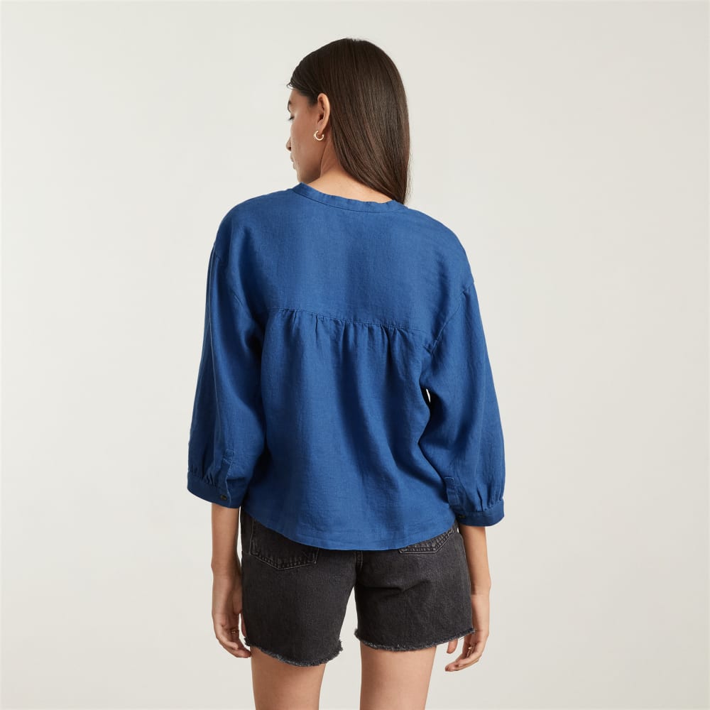 The Linen Billow Blouse | Deep Blue